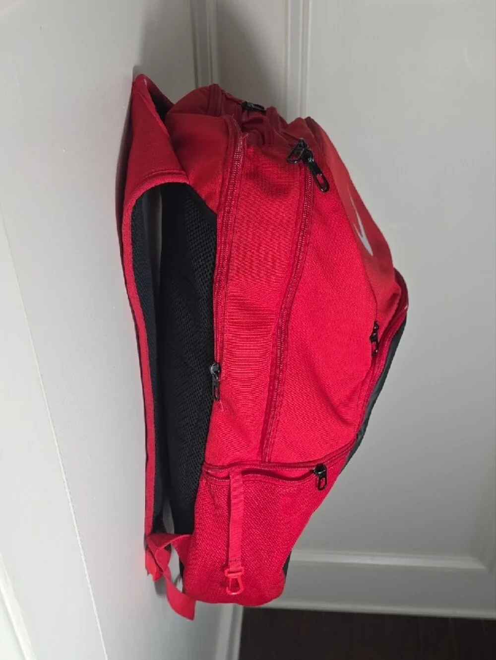Nike Red and Black Backpack with White Swoosh